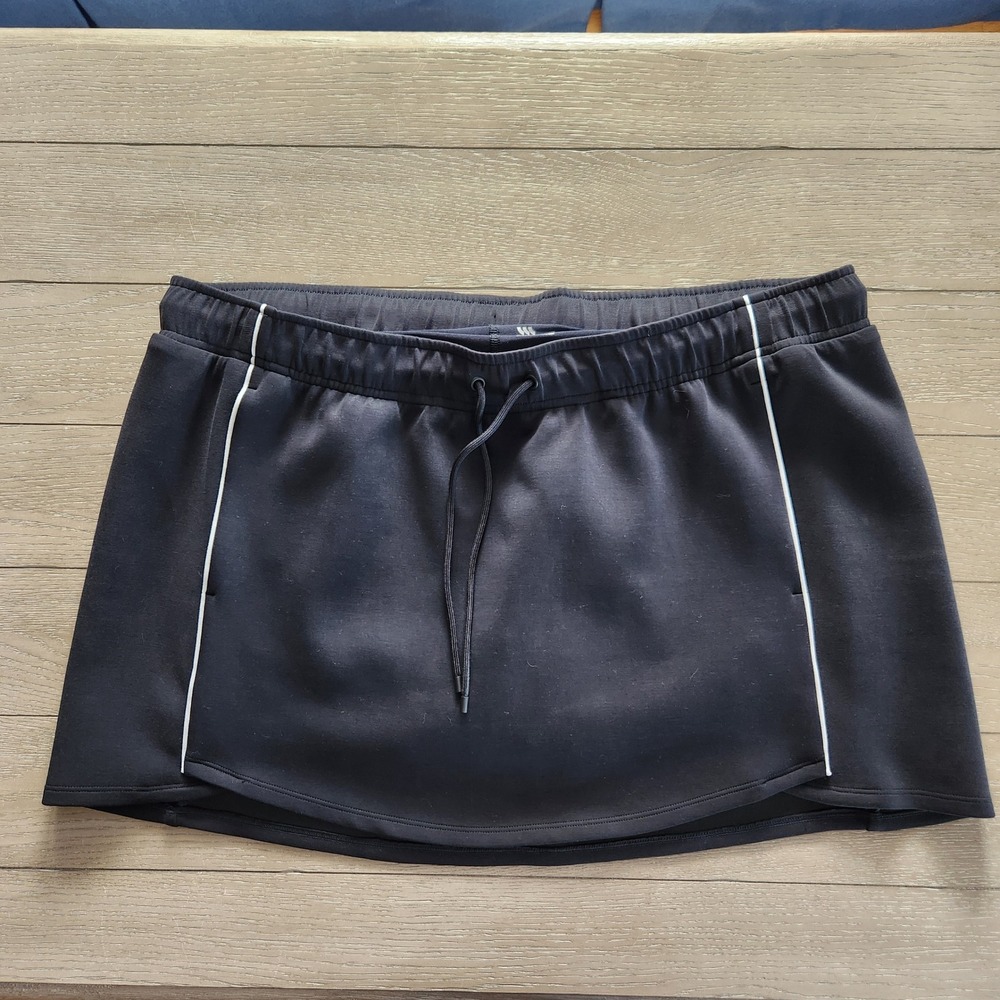 All In Motion XXL Black Athletic Skort Women's Drawstring Pockets White Trim‎